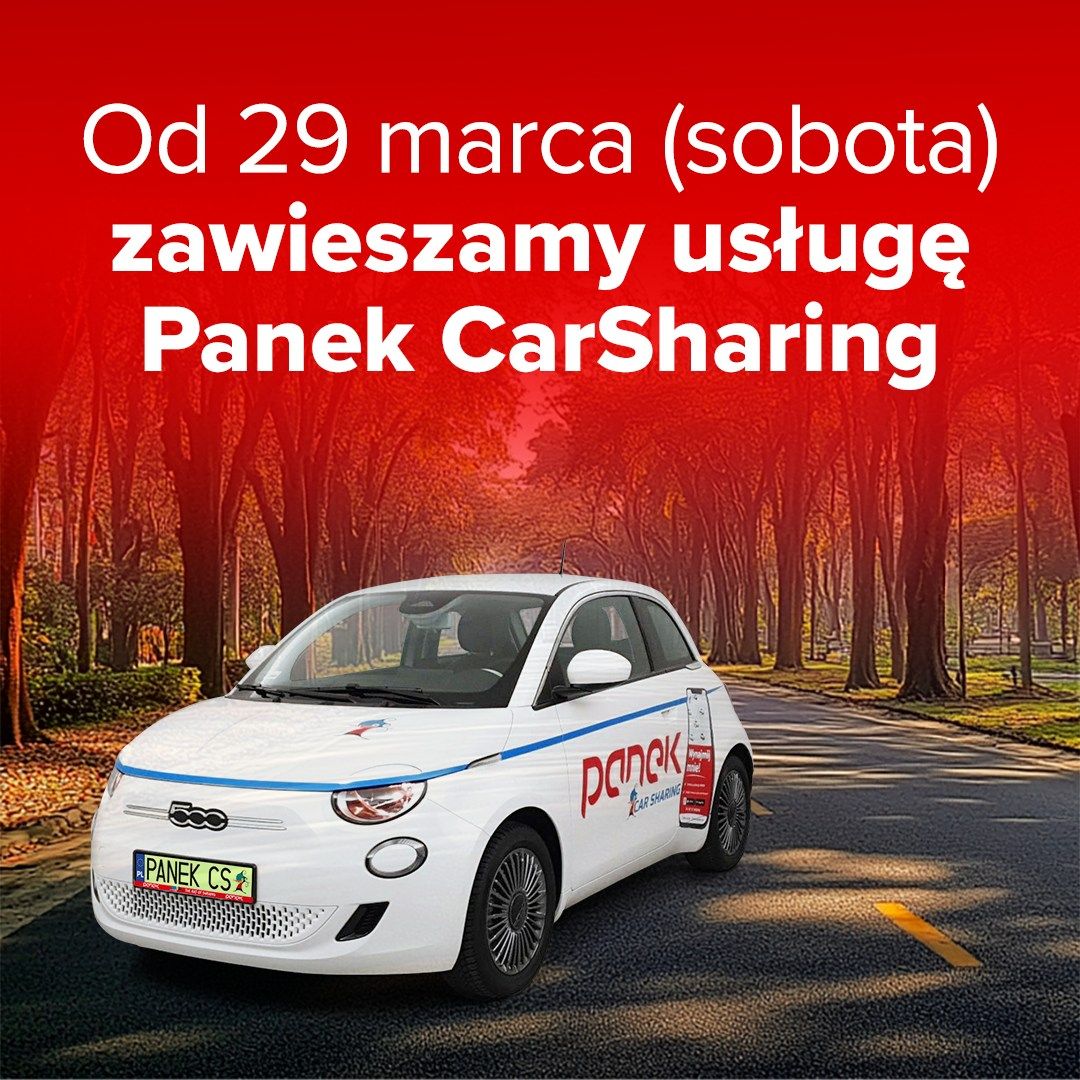 Od 29 marca (sobota) zawieszamy usługę Panek CarSharing
